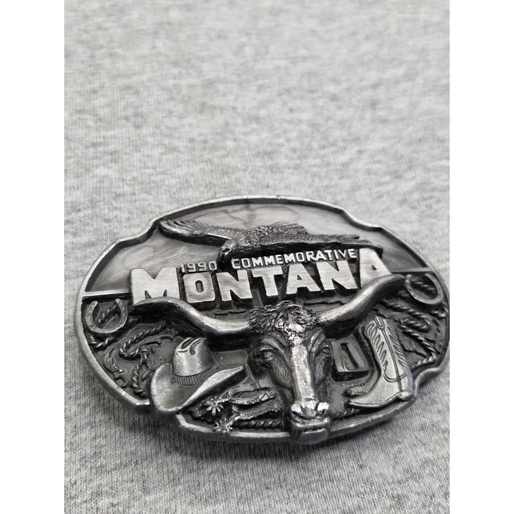 Vintage 1990 Montana Commemorative Solid Pewter Siskiyou Belt Buckle Heavy